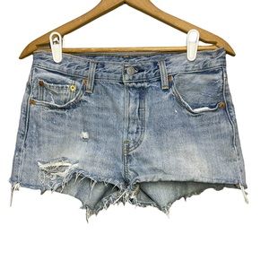 Levi’s 501 Button Fly Jean Shorts Size 28 Destroyed Daisy Dukes Cutoff Levis
